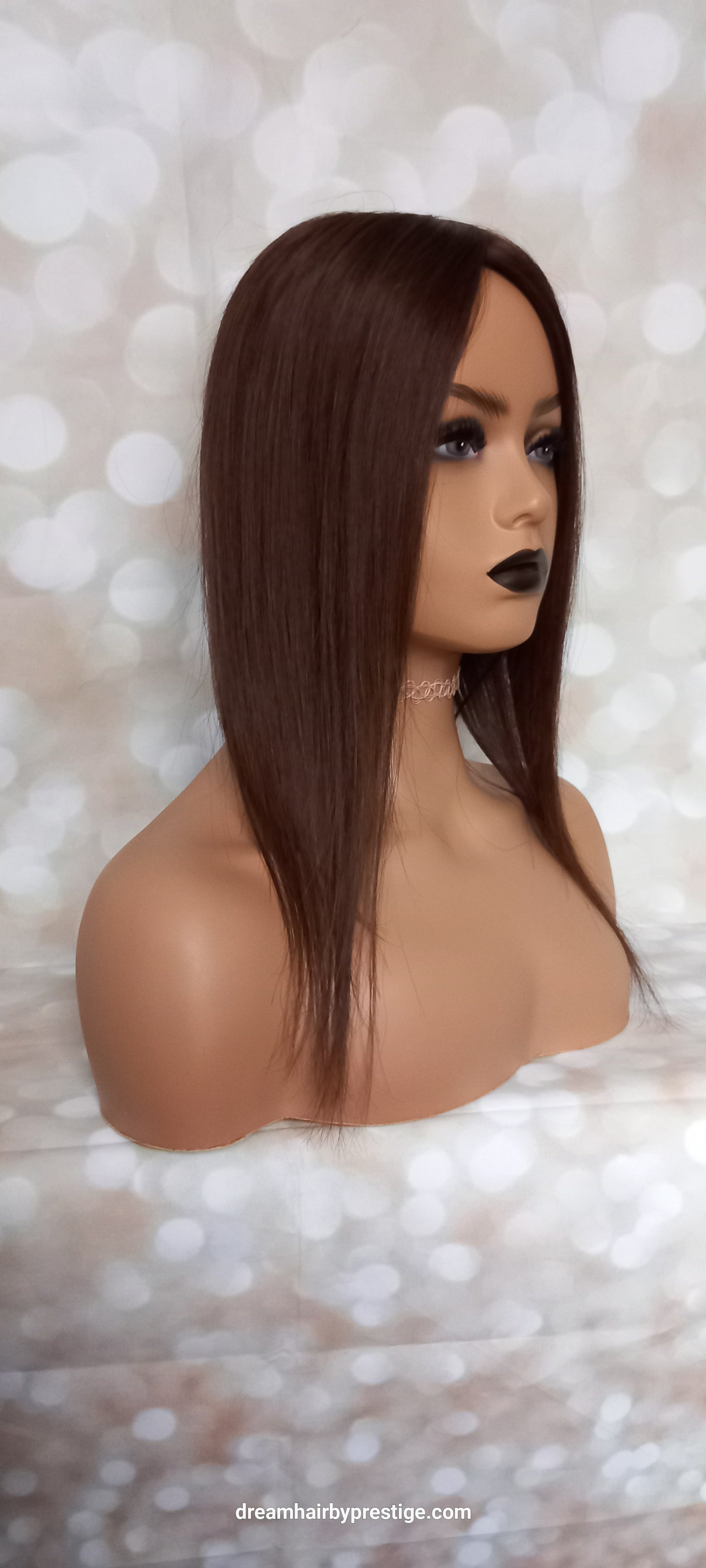 Cassie- monofilament base human Remy hair topper, dark chocolate, 5*5inch